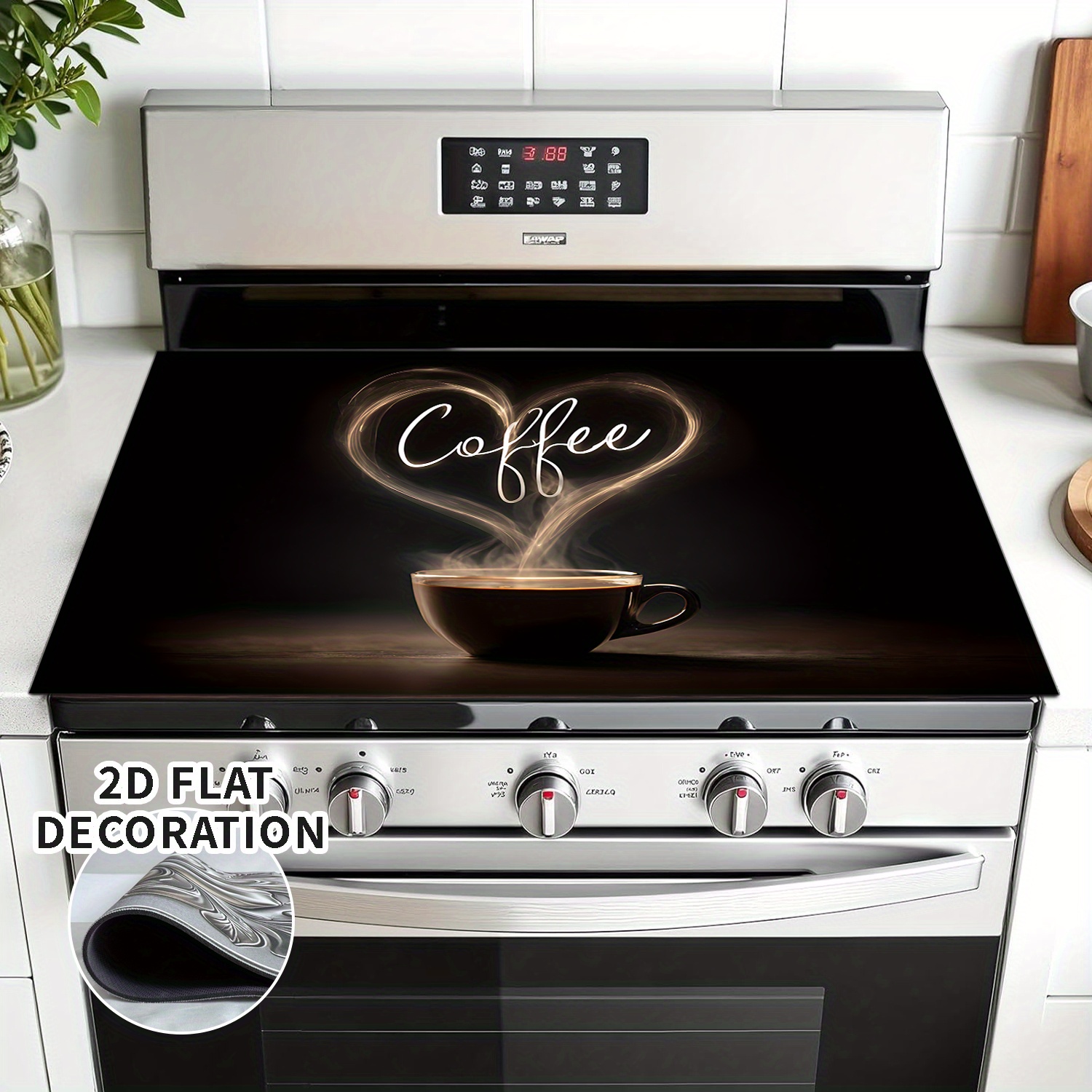 TEMU Kit de remplacement de cuisinière intégré (Kit décoratif de remplacement) Protection de cuisinière plate 2D Couvercle de plaque de cuisson