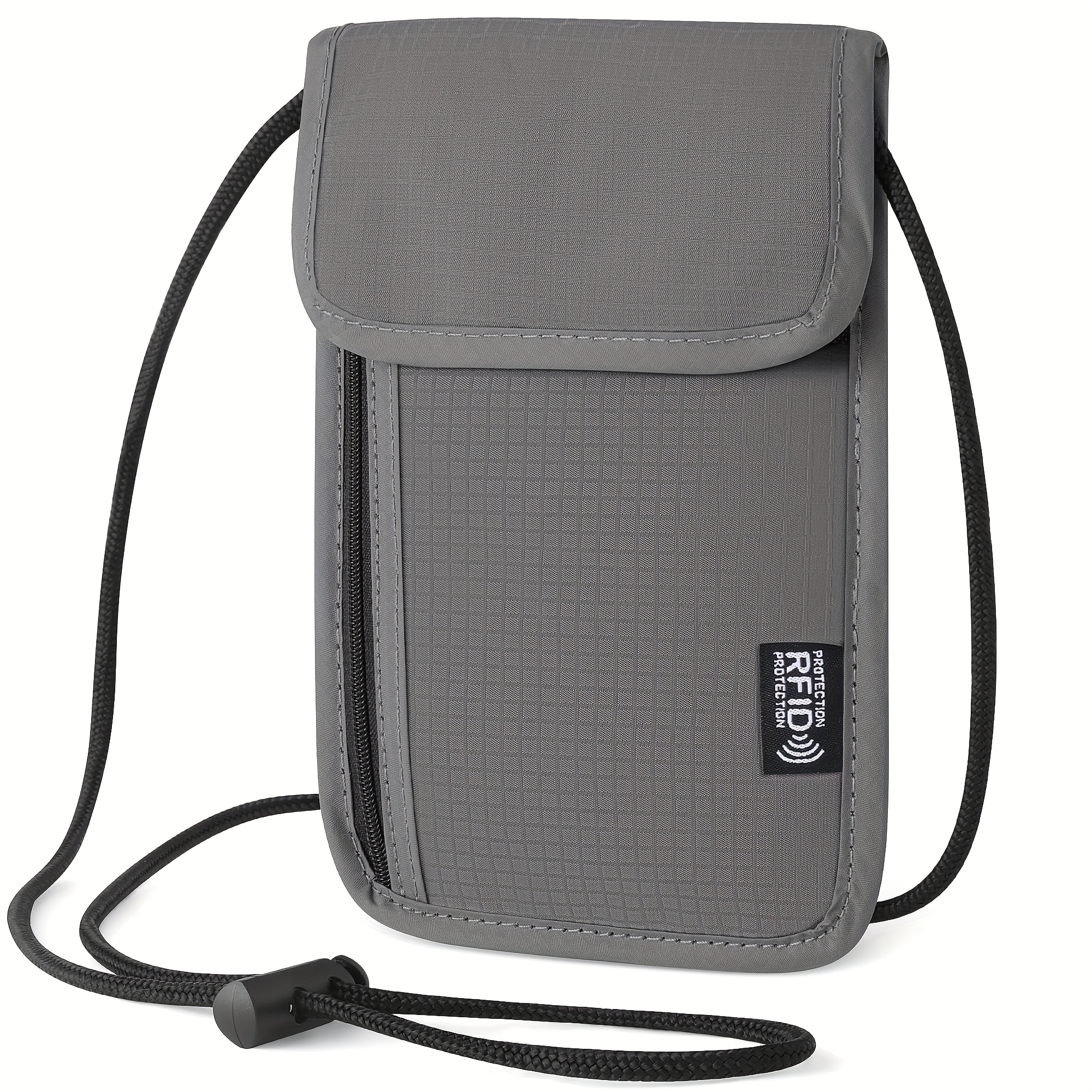 rfid blocking passport holder multifunctional travel card storage bag with drawstring closure anti theft neck pouch with adjustable shoulder strap for travel or daily use