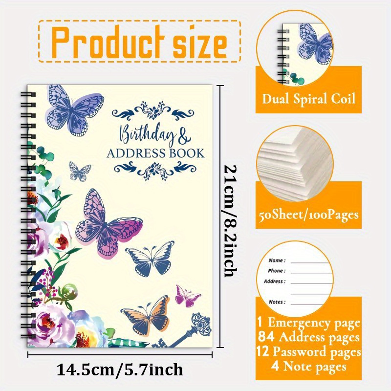 TEMU A5 Telephone Address Notebook, Spiral Contact Log Book With Phone Numbers, Addresses And . Alphabetical A-z Organizer, Journal For Home Office