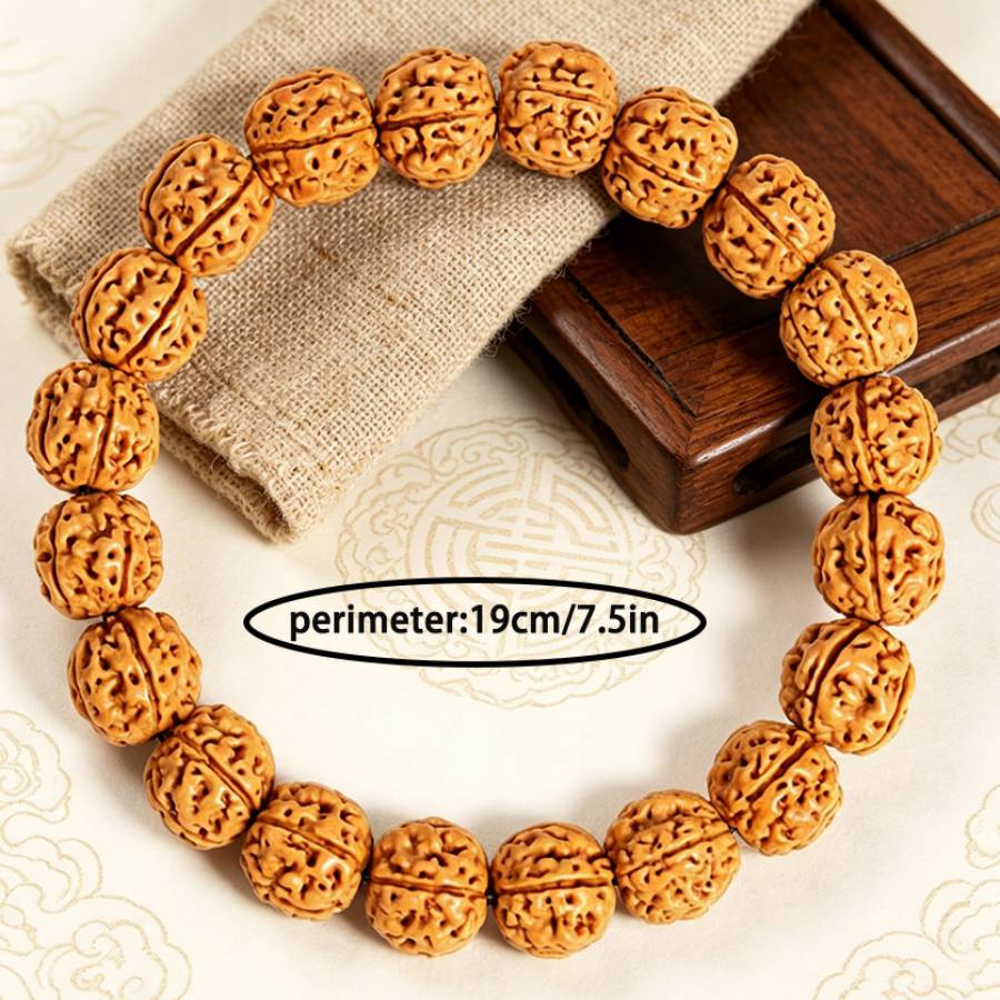 Bohemian Style Rudraksha Bead Bracelet, Handmade Natural Stone