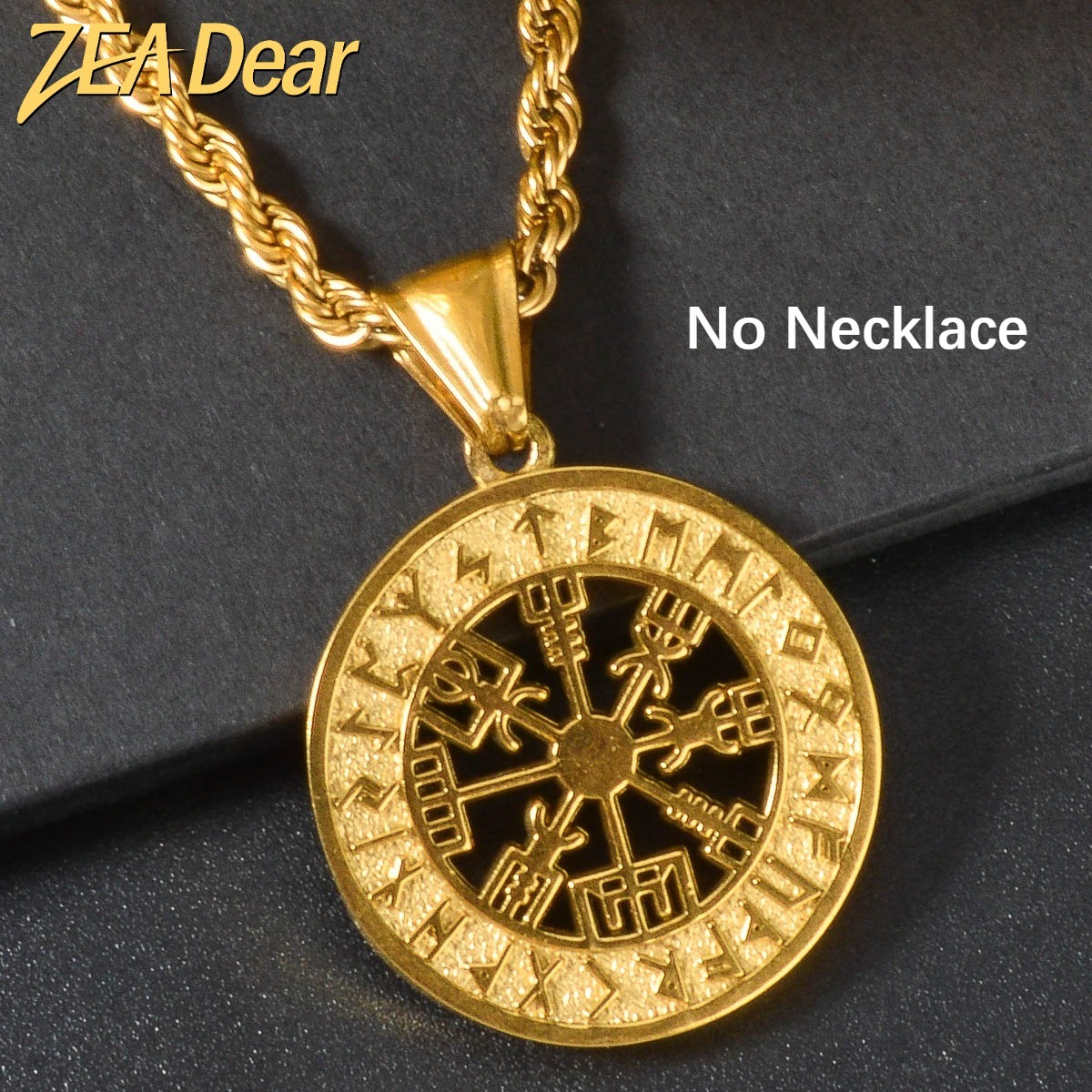 Men's Classic Vintage Rune Compass Pendant Necklace