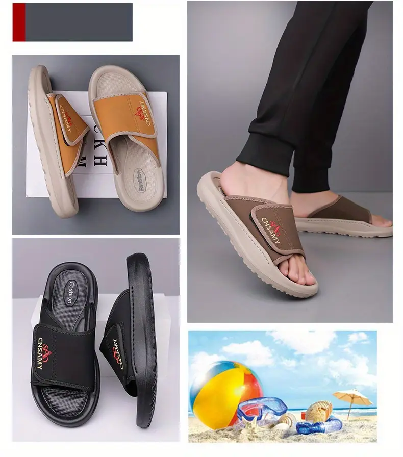 mens home bathroom slippers 2025 new lightweight quick dry mens sandals fashion open toe slides for indoor outdoor beach and casual wear sole non slip solid color round toe stylish anti skid flip flops comfortable thick soled summer durable eva material unisex design everyday use car friendly slip resistant house slippers 2pcs set 1pc shoe 1pc bag Product details 0
