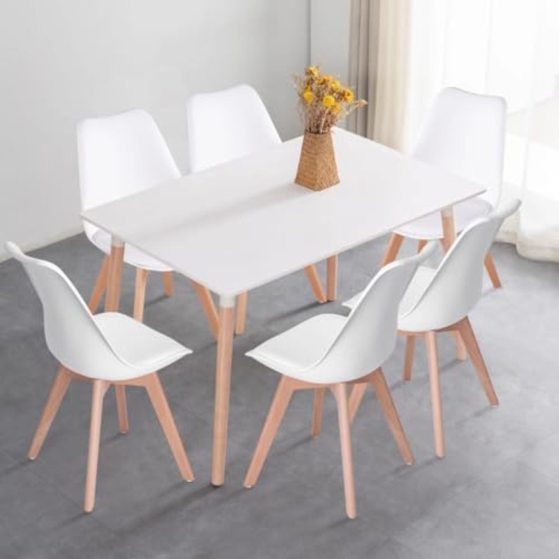 Dining Suites/Sets Table with 6 Padded Chairs White