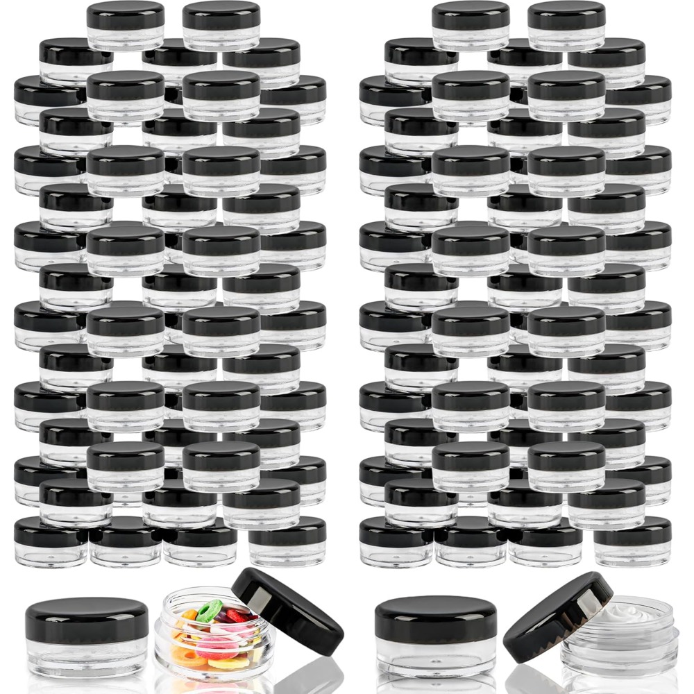 TEMU 100pcs Small Containers With Lids Empty Plastic Makeup Travel Containers Mini Pot Jars Round Cosmetic Jars For Liquid Lotions Powder Creams (3g,