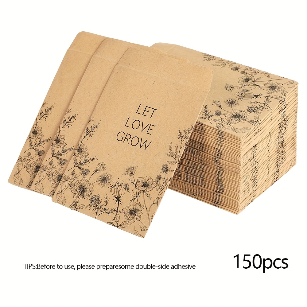 E-shop 70/150 Stück Samenkuverts mit vorgedruckter Rückadresse & Sammelvorlage – Kleine Samenverpackungen geeignet für Geburtstage,