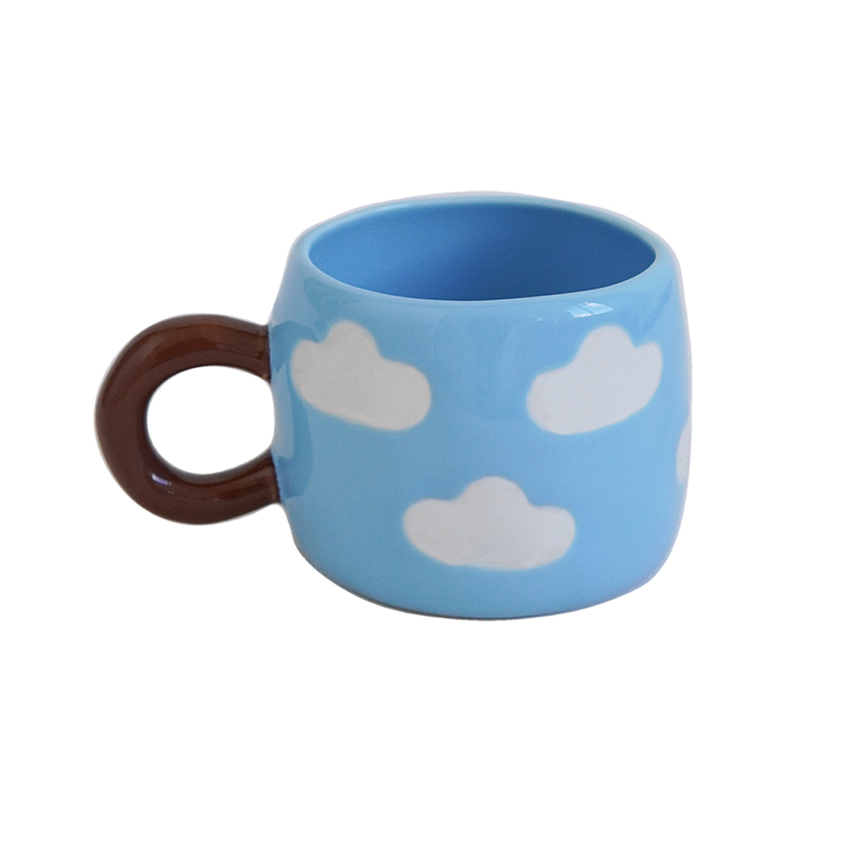 TEMU 1pc White Cloud Ceramic Mug, Exquisite Hand-painted Ceramic Cup, Suitable For Home Decoration, Small Capacity Daily Drinking Cup, Cup, Afternoon