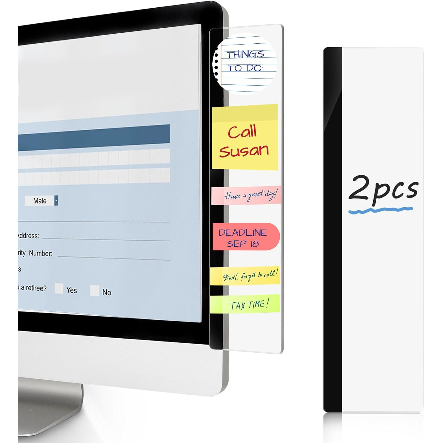 TEMU Tableros de notas para monitor de computadora, 2 piezas, accesorios de escritorio de oficina, panel lateral de acrílico transparente para