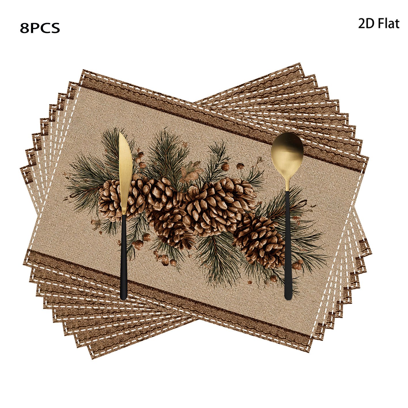 TEMU Ensemble de décoration de table 4/6/8 pièces avec motif de pommes de pin de Noël, idéal pour les réunions de famille, décoration de salon et