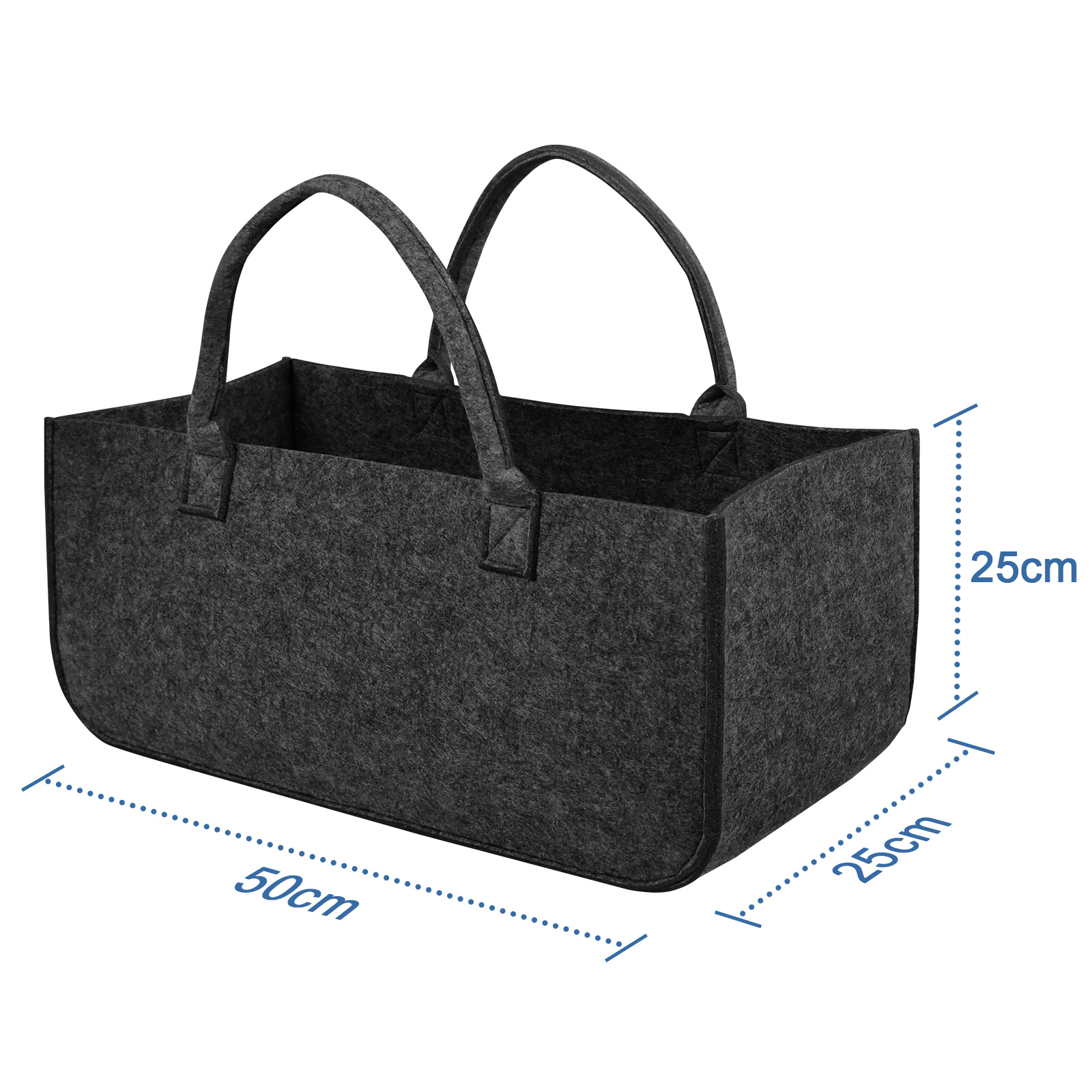 Heavy Duty Felt Storage Baskets Set Of 4 Portable Firewood & Utility With Handles