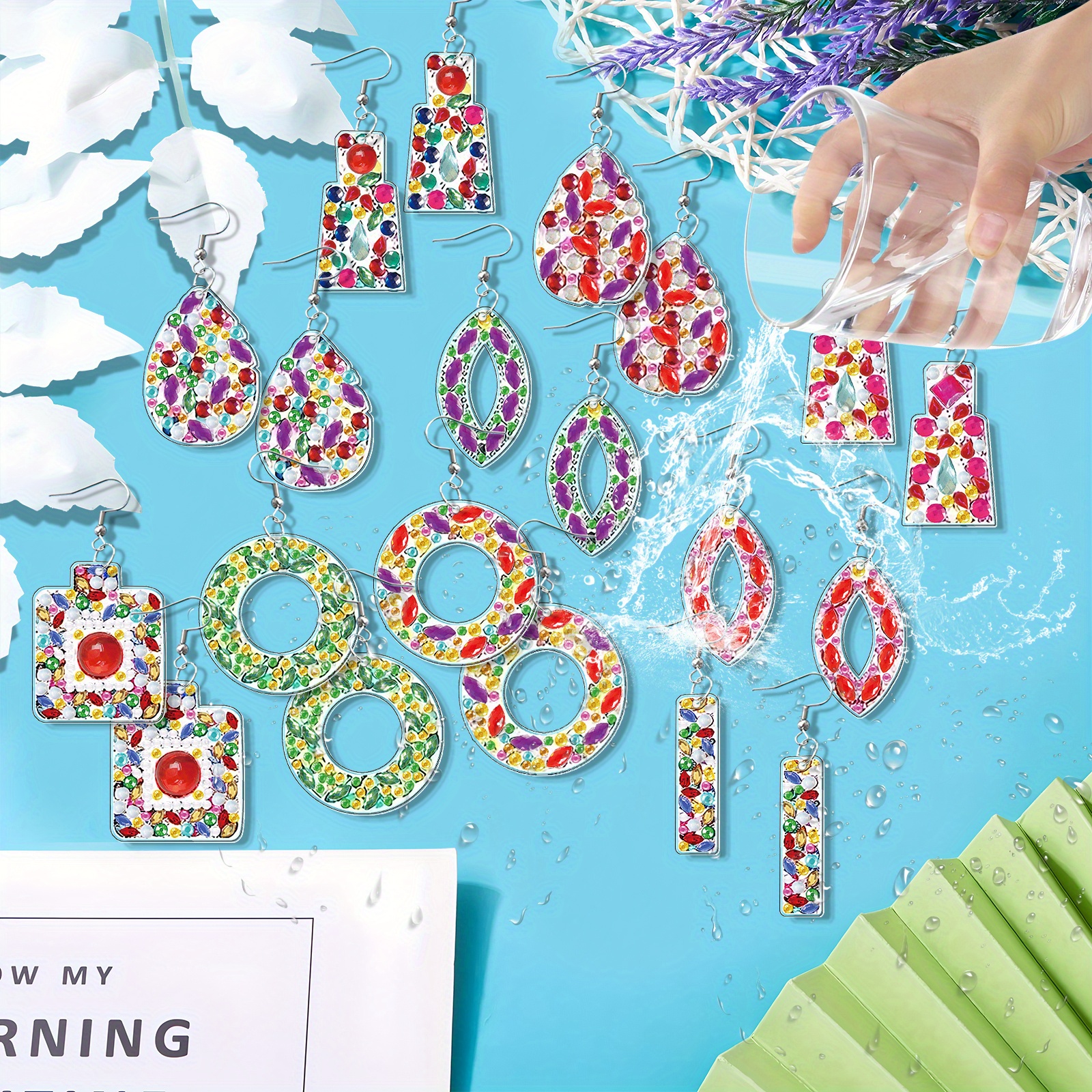 20pcs Water Droplet-Shaped Diamond Painting Earring Kits