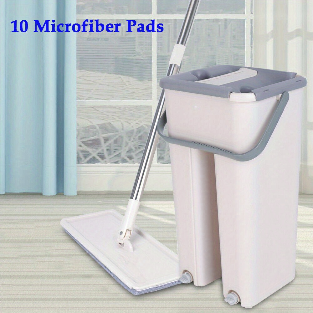 Image of Oukaning Mop Set With Bucket Floor Mop Set 360 Mop+10 Microfiber Pad Cleaning Flap