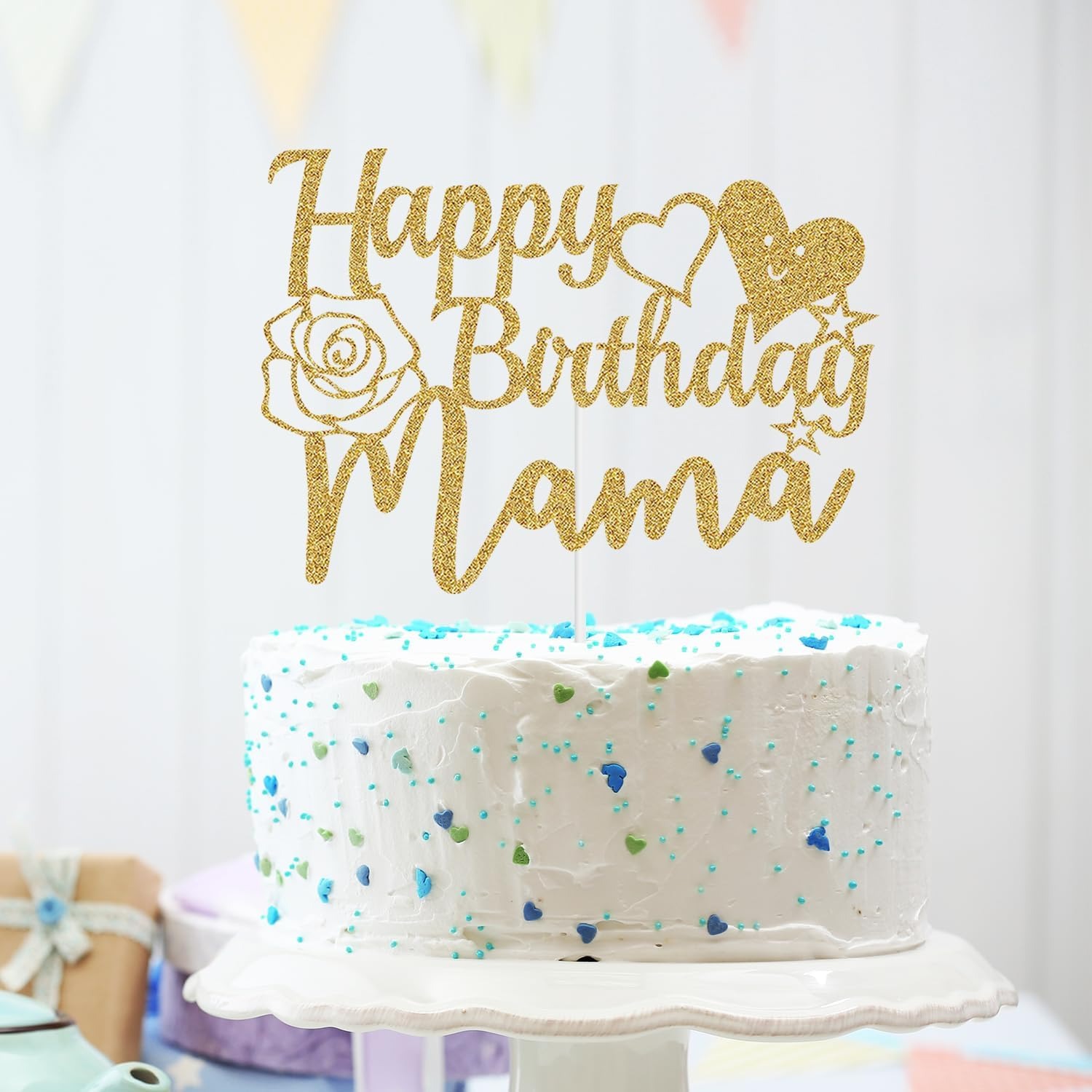 Happy Birthday Mama Cake Topper | Ever Happy Mothers Birthday Cumpleanos Mom Party Decorations Golden Glitter