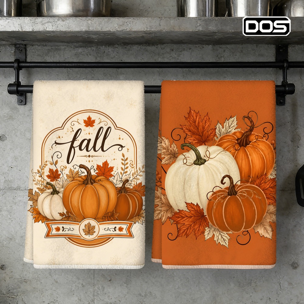 TEMU 2pcs Kitchen Towels, Soft Absorbent Microfiber Tea Towels, Decorative Housewarming/birthday Gifts For Mom, , Neighbors, Pumpkin Autumn Pattern