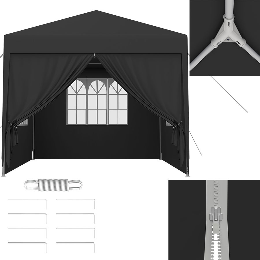 3x3/3x6m Heavy Duty Portable Garden Storage Gazebo With 4/6 Side Panels Windows & Vents, Patio Sun Shade Carport For Garden Lawn Vehicle Shelter, /white