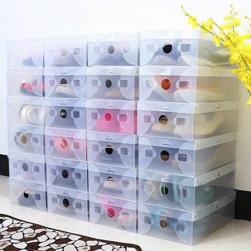 10pcs thickened transparent shoe storage boxes drawer style plastic tiktok influencer style individual pack for mens and womens shoes use
