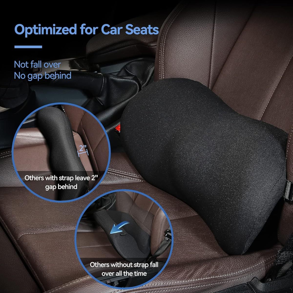 premium non slip lumbar support pillow with adjustable strap fade resistant   design for office chair car seat bed recliner black ergonomic pillow seat cushion modern pillow durable pillow Product details 5