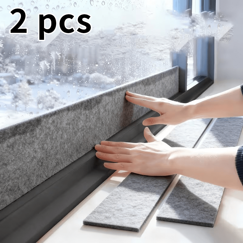 TEMU 2 Rolls Large Size Window Anti-condensation Absorbent Strips - Self-adhesive Reusable Anti-condensation Tape - Felt Moisture-absorbing Seal