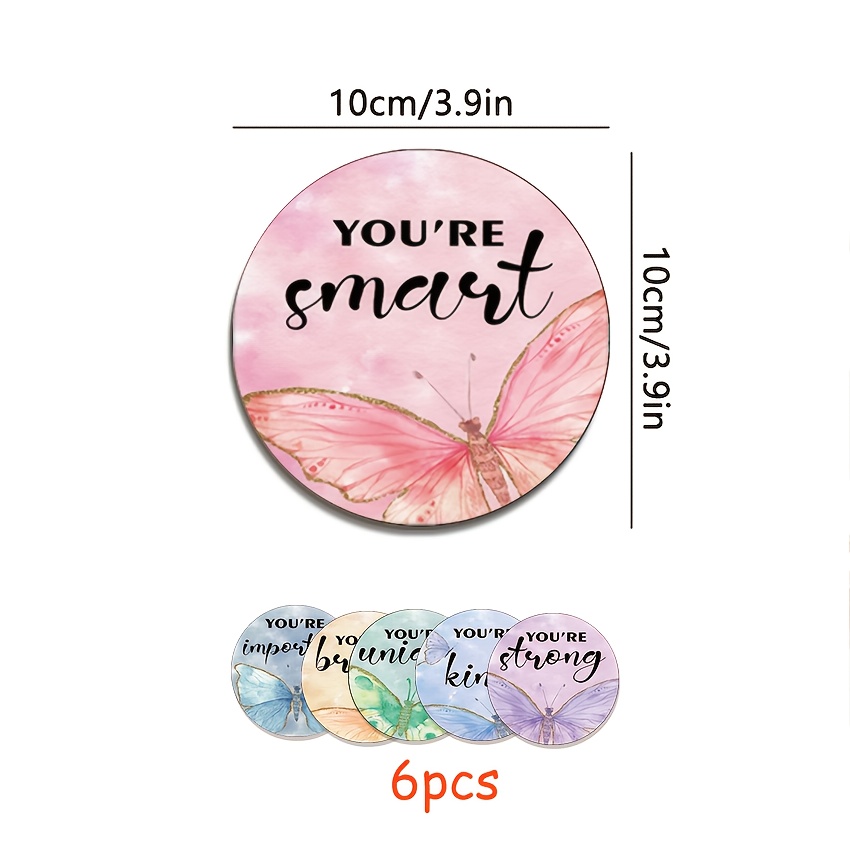 TEMU 6pcs Décorations de Coloré, Tu Es Belle, Tu Es Mignonne, Tu Es Intelligente, Tu Es , Ensemble de Dessous de Verre Ronds en Bois, Convient pour