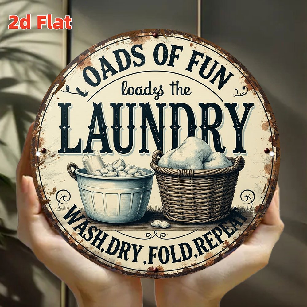 TEMU 2d Flat, Sign Suitable For - Wall-mountable Retro Washing Machine Decor, Durable Aluminum Laundry Room Sign, Vintage Wall Art For Indoor/outdoor