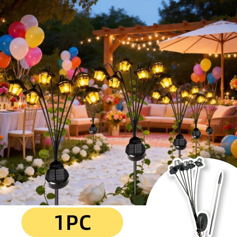 E-shop 1 Stück, Solar-Gartenleuchte, mit 6 warmen LEDs, IP65 Schutzklasse, Retro-Palaststil Außenleuchte, Bauernhof-Stil, geeignet für