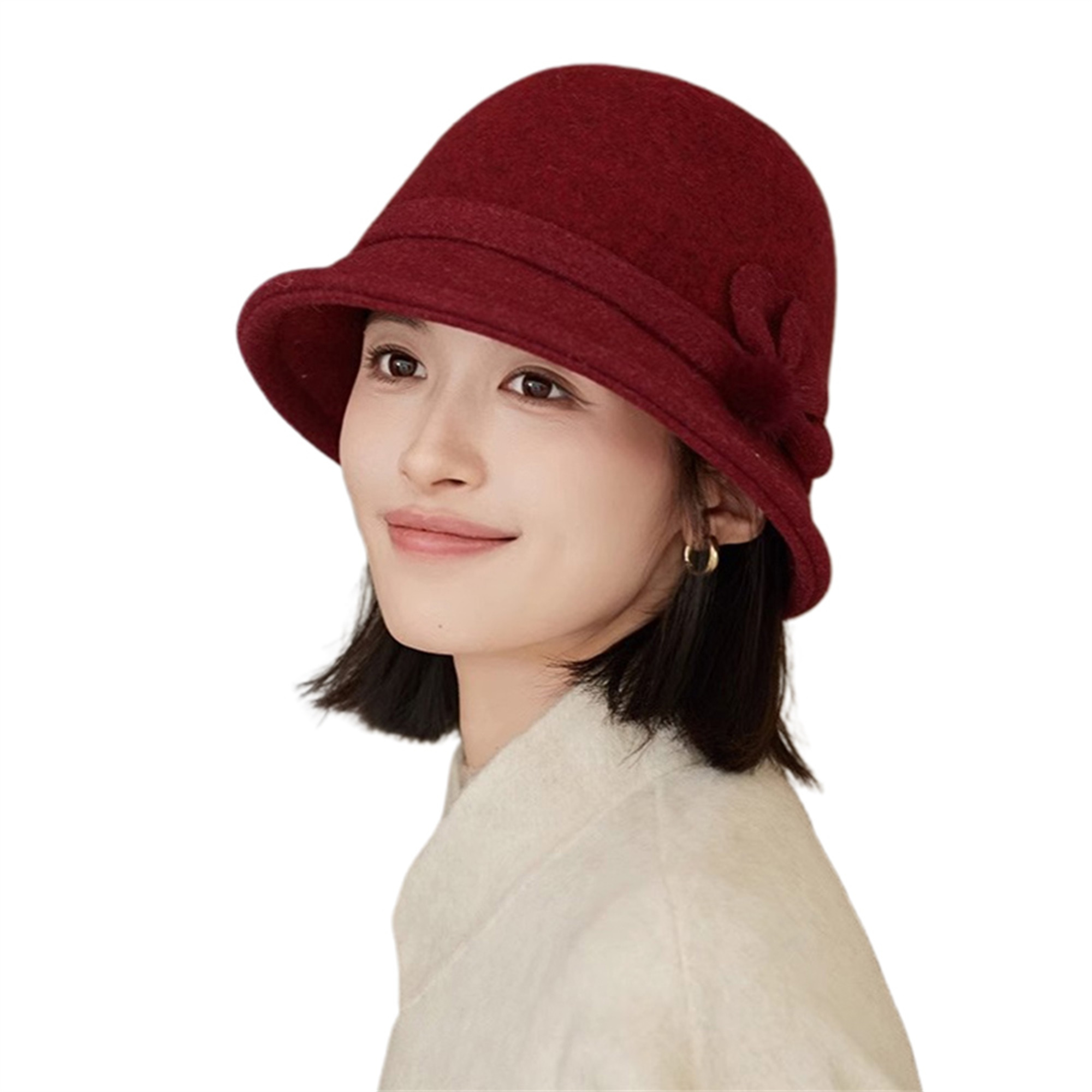 Wool Burgundy Women\'s Hat Chic Classy Fall Winter Workwear Statement Burgundy Merino Wool Beanie for Women – Soft and Stylish – ENEX main image 3