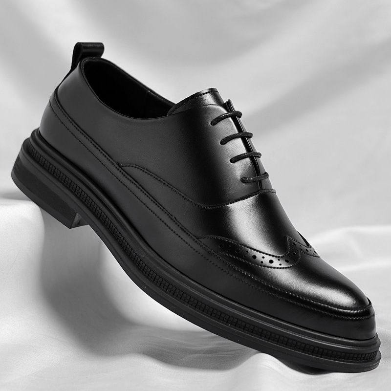 TEMU 1 Pair Of 2026 Spring 's Business Casual Shoes, Fashionable And Versatile Brogue-style Dress Shoes, Comfortable Lace-up Wedding Shoes, In Large