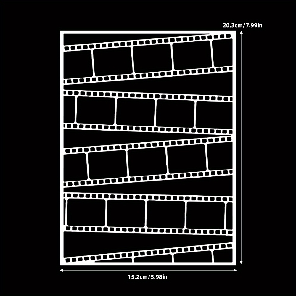 1pc Film Roll Pattern Background Pattern Stencil For Painting, Reusable Stencil For Painting On Wood, Tile, Paper, Fabric, Floor And Wall. For Decor Scrapbooking, Card Making And Paper Crafts
