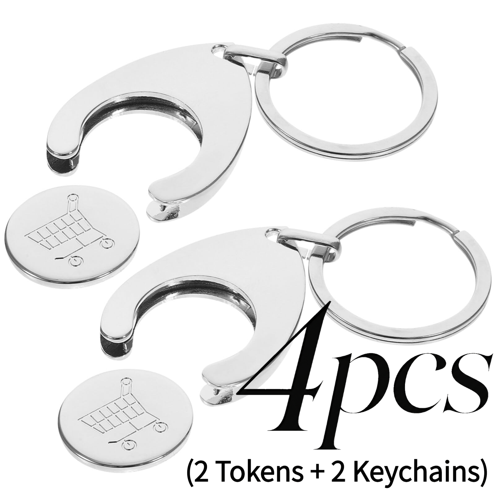 TEMU Supermarket Shopping Cart Unlocking Tool 4pcs Set: 2 Tokens   | Coin-free Trolley Opener, Mini Keychain Accessory For Easy Carrying, Effortless