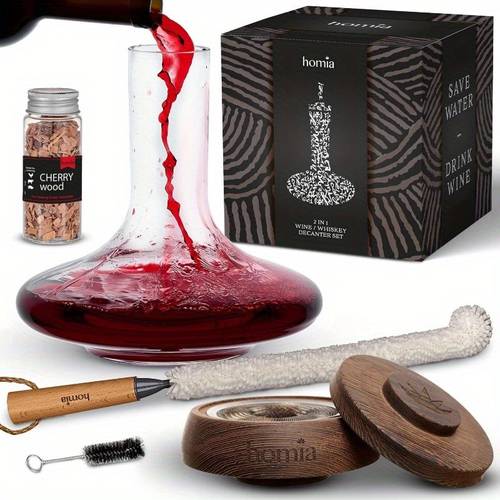 set whisky and wine wooden 60 fl oz glass scotch bourbon red wine handmade set gift for men