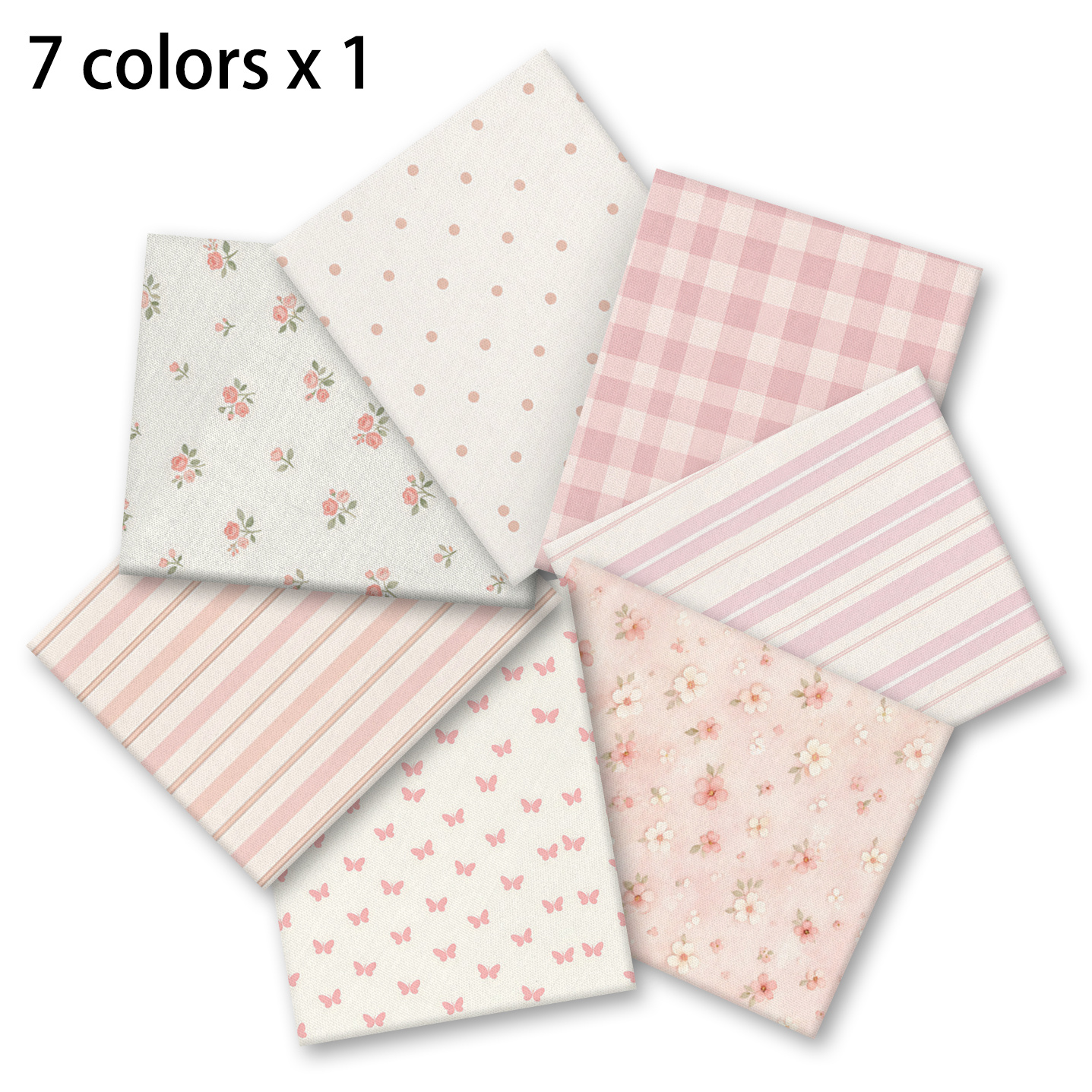 TEMU Ensemble de tissus pour gâteau à , kit de matériel patchwork pour filles aux rose doux peint à en aquarelle, nœud rose clair, pois , rayures