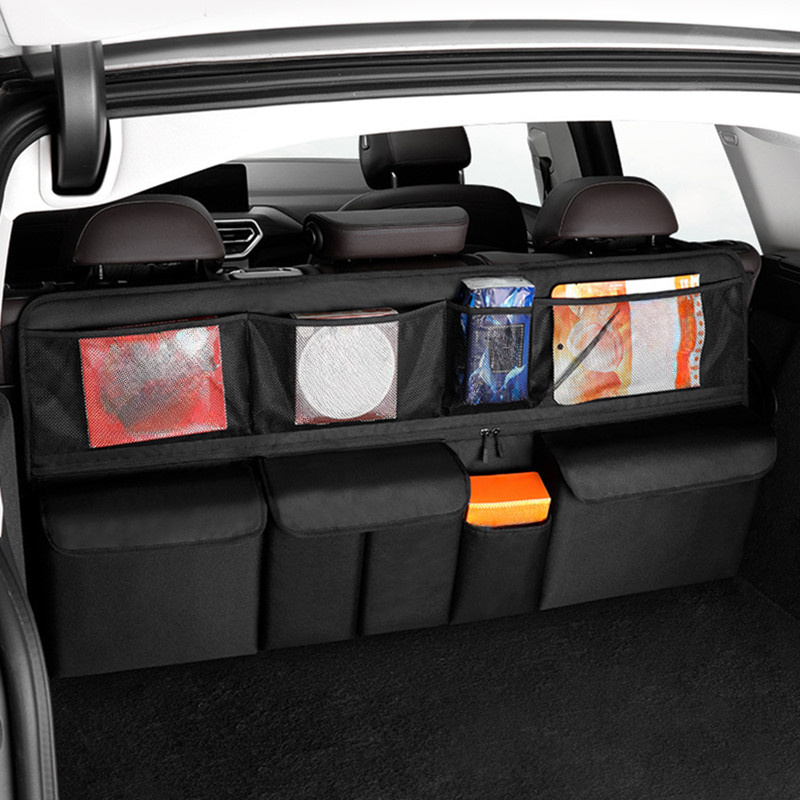 

1pc Car Trunk Storage Bag, Multifunctional Car Rear Seat Back Storage Bag Collapsible Hanging Large Capacity Bag, Auto Interior Accessories, Geilivity