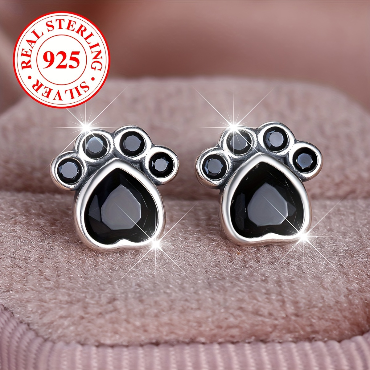 TEMU 1 Pair 925 Sterling Print Earrings With Synthetic Zirconia - Simple For Daily Wear And Gifting