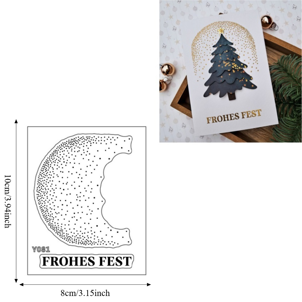 Image of German Christmas Sentiments Clear Stamps Star Pine Tree Background For Diy Scrapbooking Card Making Paper Crafts