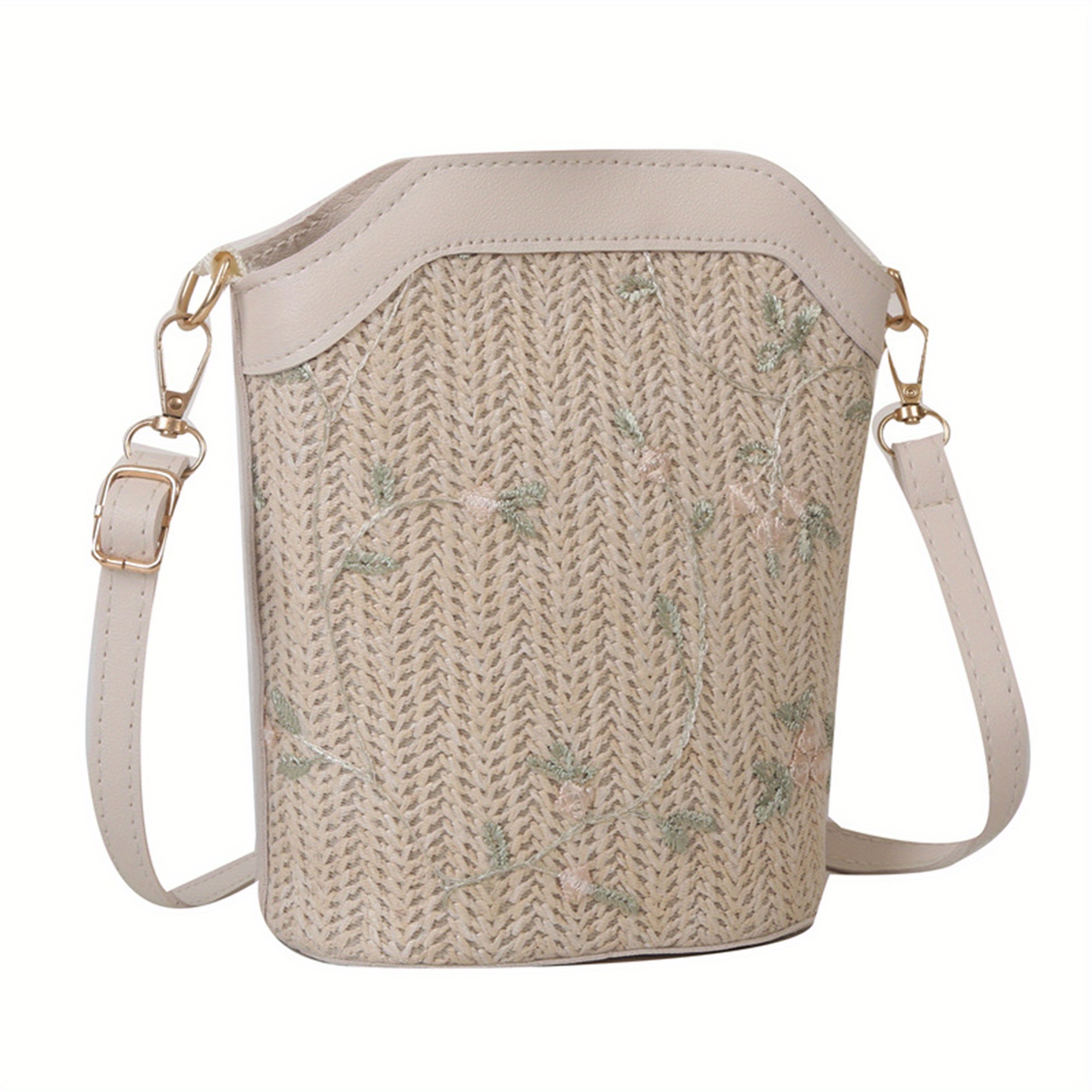 women woven purse large cell phone bag summer beach bag crossbody purse with embroidery