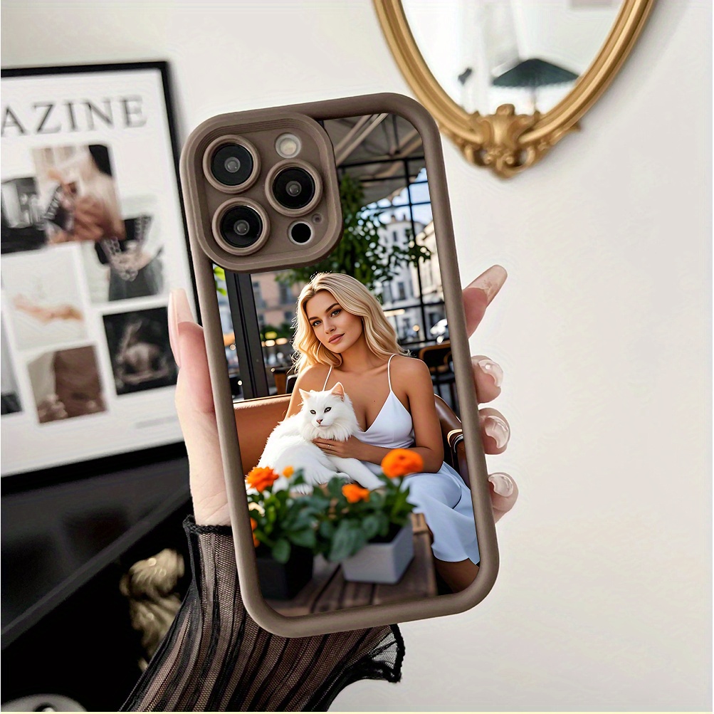 Custom Picture Phone Case with Sky Ladder Mirror Finish, High Definition, Black Soft Edge for iPhone 16/15/14/13/12/11/Plus/Pro/Pro Max Custom Cases, DIY Photo and Text Pattern, Personalized Birthday Gift for Family and Friends, Christmas Gift, Custom Photo Black Border TPU Protective Cover Suitable for Birthdays, Christmas, Valentine's Day
