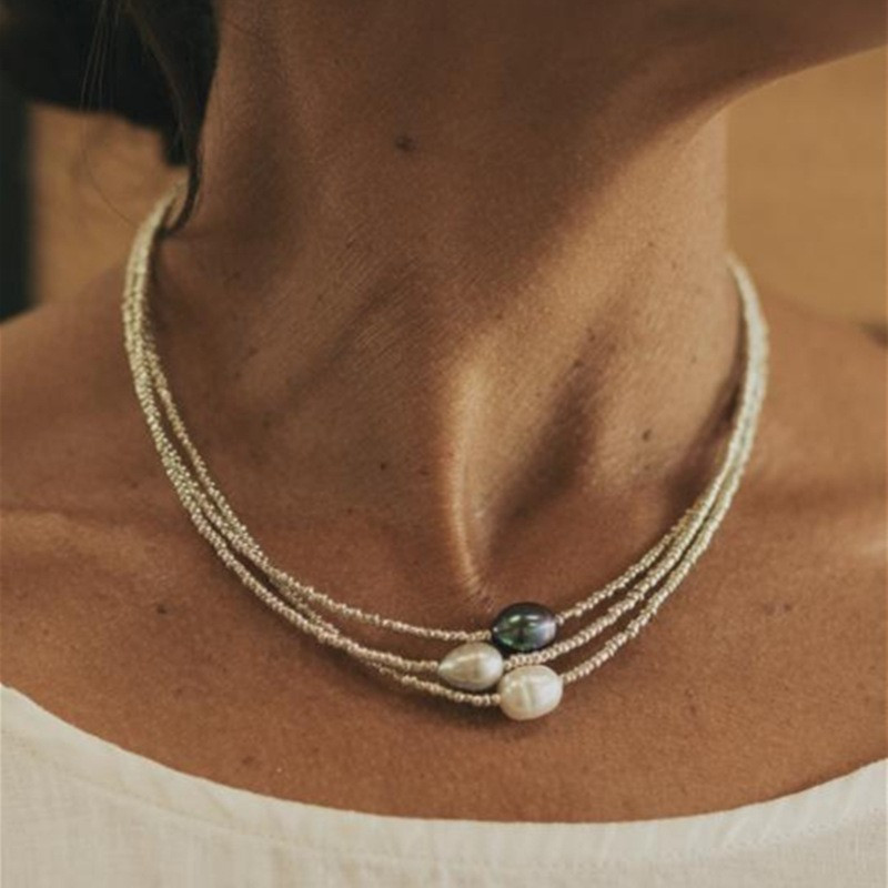 TEMU Bohemian Vintage Beads Pendant Necklace - Layered Stacking Jewelry Suitable For Daily Wear, Parties & Gifts, Beaded Chain For Layered Looks,