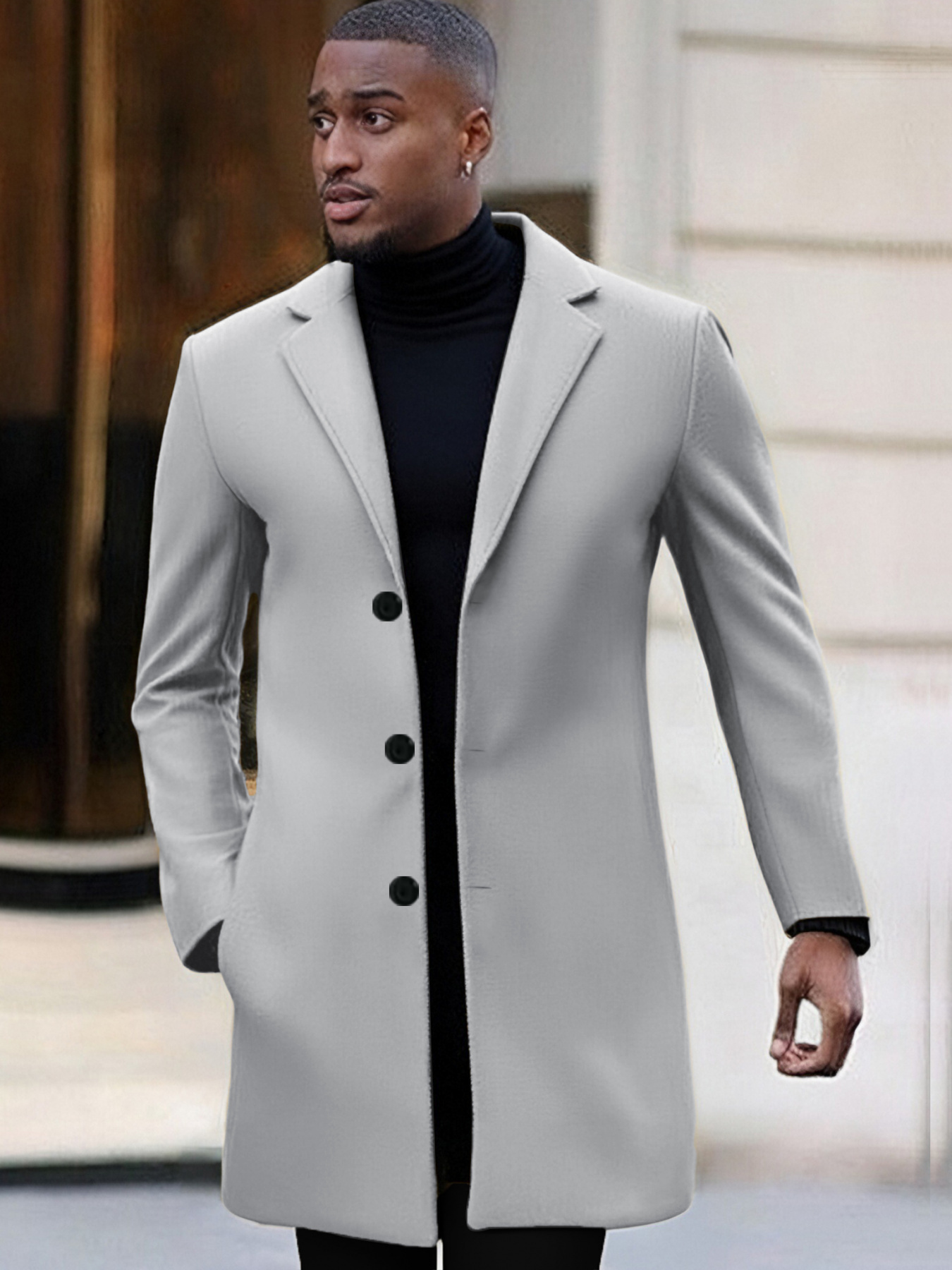 Fashion Light Gray Peacoat Mens Fashion Grey Coat Men Light Grey