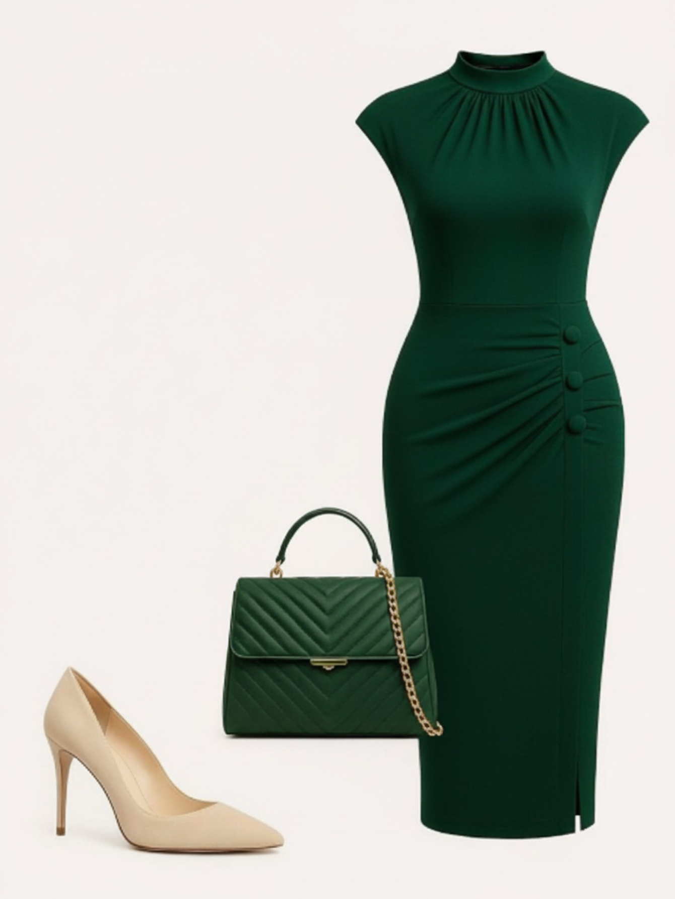 slim fit dress slacks AMARE GREEN – DANI main image 1