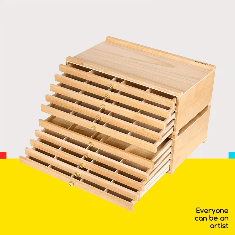 TEMU 10-drawer Artist Supply Storage Box, Portable Solid German Multifunctional Pencil Brush Organizer Box With Drawer And Compartments For Pastels,
