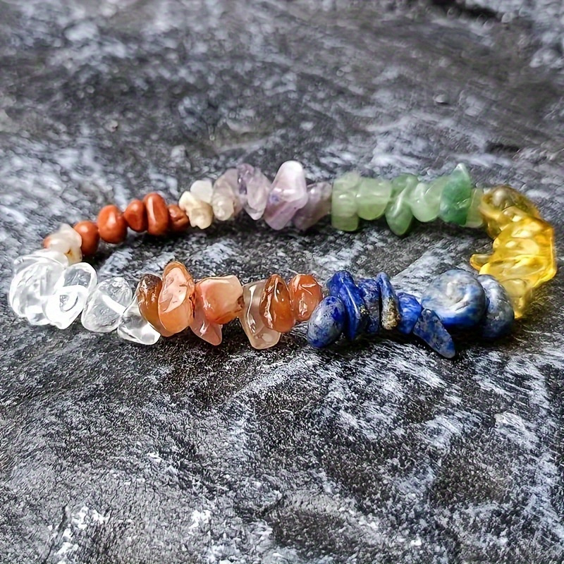 Artificial Crystal Seven Chakra Set with Raw Stone Pendant