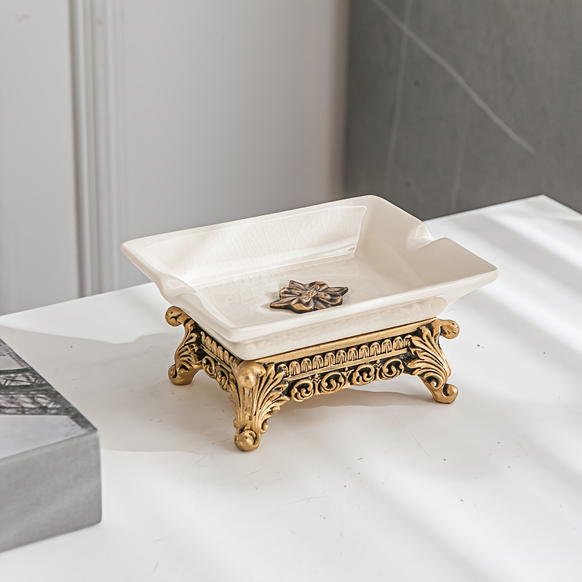 Light Luxury Simple Ceramic Ice Crack Creative Press Type, Hotel Home Bathroom Shower Gel Hand Bottle Toothbrush Rack Soap Rack, Etc., Single Bathroom Accessories