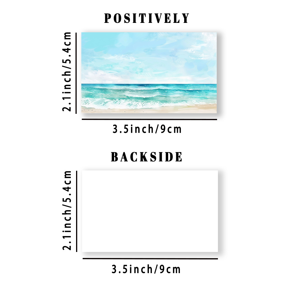 TEMU 50pcs, Blue Postcards, Watercolor Beach Scenery Cards, Hand- Blank Message Cards, Universal Blank Message Cards For Holidays, Scrapbook