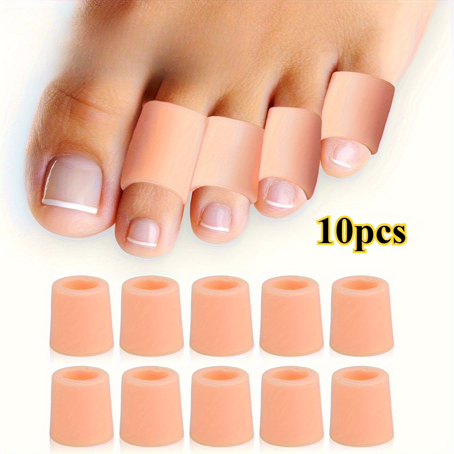 10pcs Soft Toe Sleeves - Thickened Small Toe Pads - Suitable For Running, Hiking, Skating, And Dancing - Elastic Hand-washable Design Toe Clips - Unisex