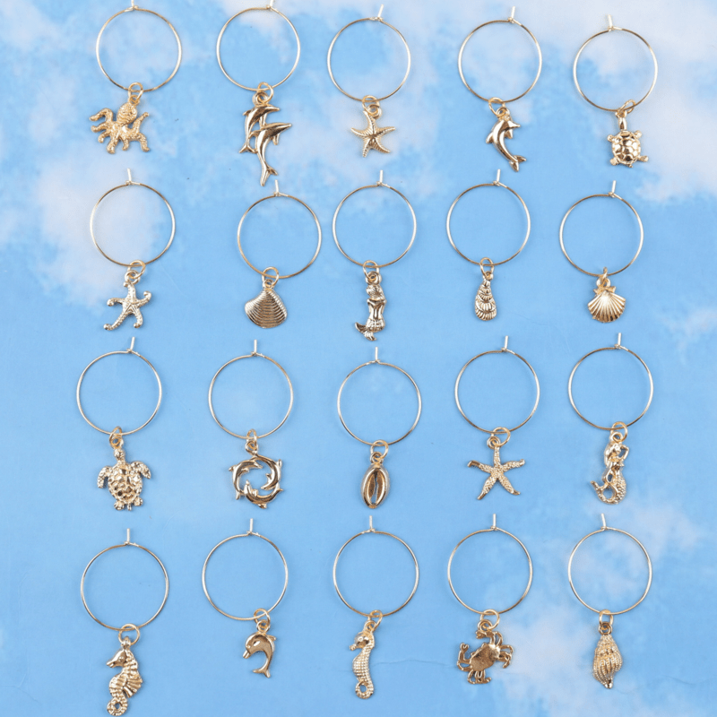TEMU 20 Piezas de Adornos de Vidrio con Temática - Dorados o Plateados, Decoraciones Divertidas para Copas y Tazones Incluyendo , , , , etc.,