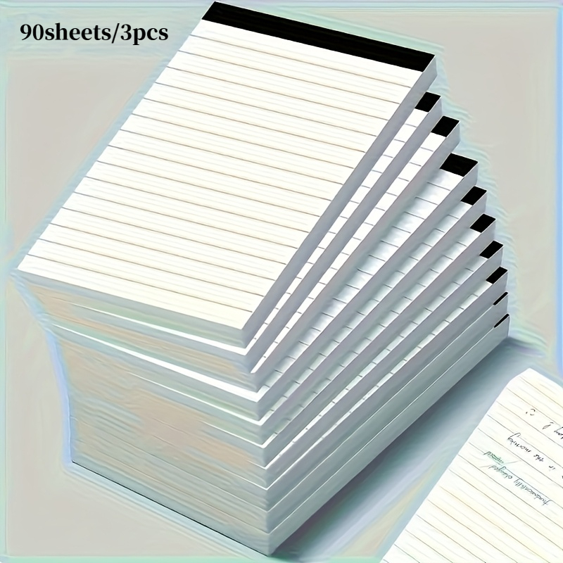 TEMU Set van 3 memoblokken, totaal 90 vellen, witte gelinieerde notitieblokken, 30 vellen per stuk, afscheurbaar notitieblok, schrijfblok, dagelijkse