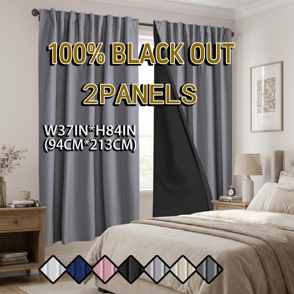 TEMU 2-pack, 100% Blackout Thermal Insulated Noise-reducing Curtains, Made Of Polyester With -blocking Film Coating, Solid Color Curtains. Features A
