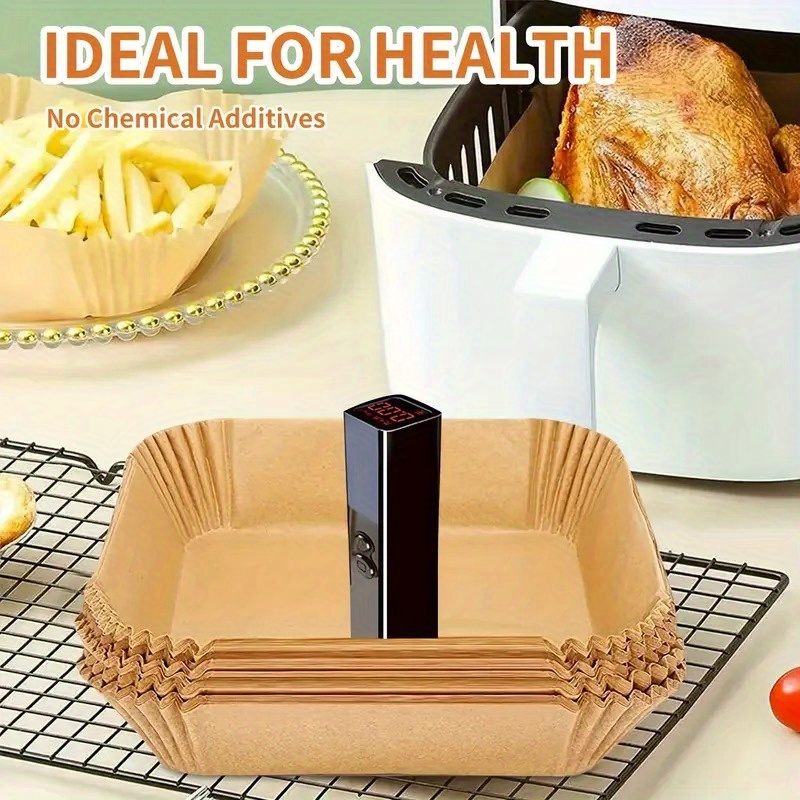 50pcs square non stick air fryer liners easy     cooking oven microwave   safe paper ideal for home commercial use details 1