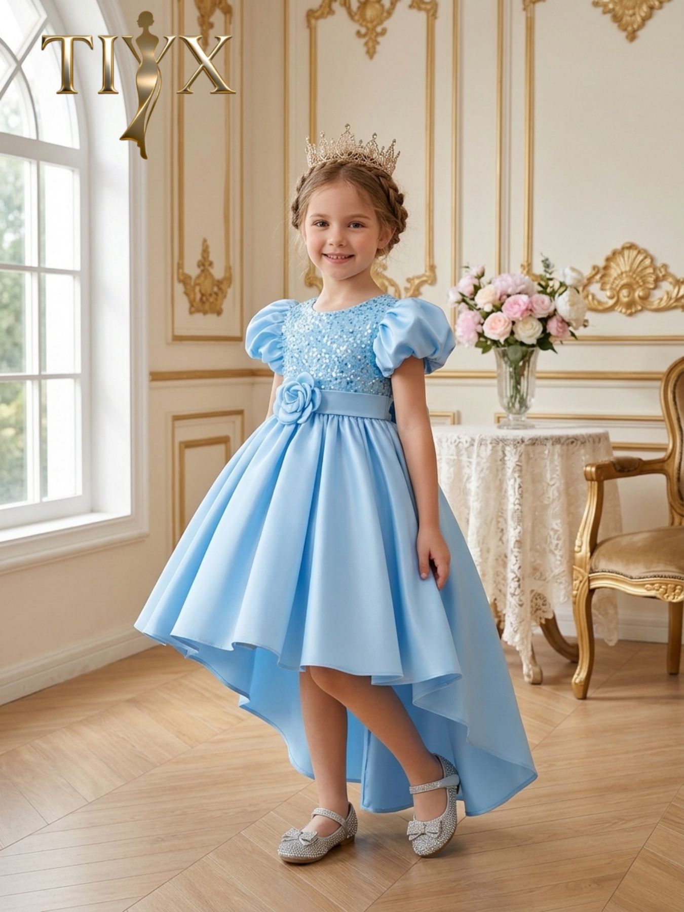 girl blue dress sold on Temu United States