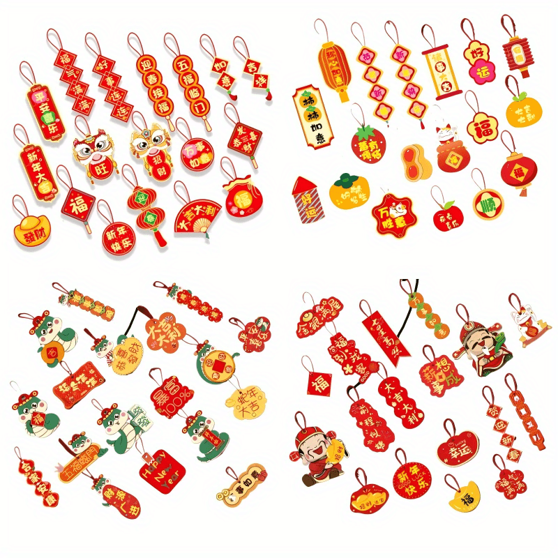 

72pcs Chinese New Year Hanging Ornaments, Paper Decorations, Snake Year , Festive Red Decorative Tags, With No Electricity Or Feathers Required For Home, Garden, And Celebrations