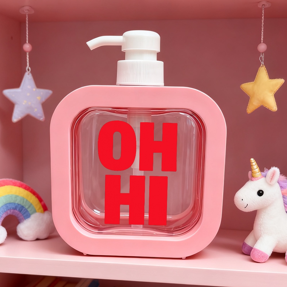 TEMU Oh Hi Pink Transparent Soap Dispenser Pump Bottle - Refillable -standing Suitable For Women &, Minimalist Modern Bathroom Decor With Hygienic
